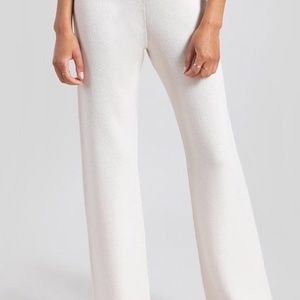 Zoe Wide Leg Pant - White Melange